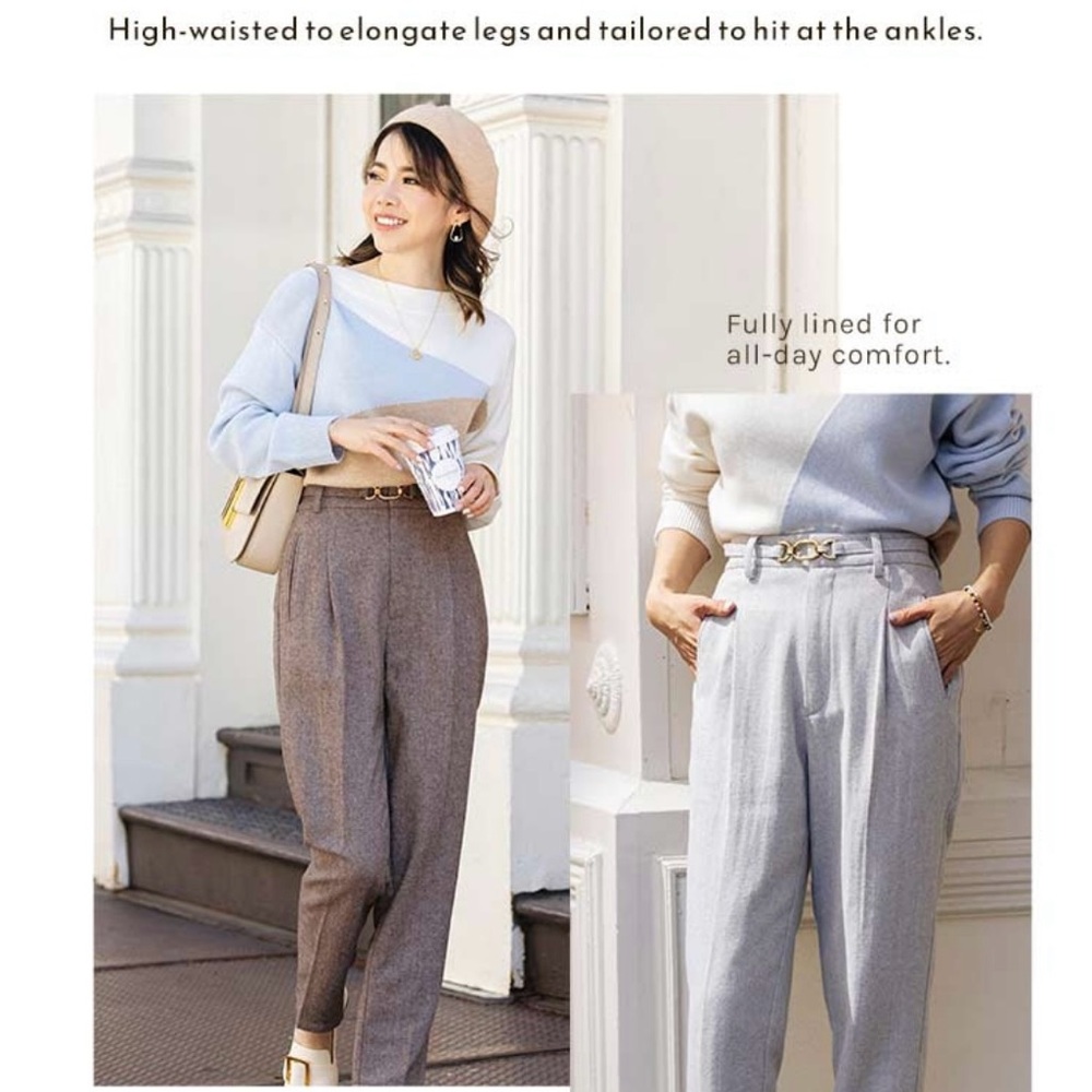 NWOT Petite Studio Wool Pants in Mocha